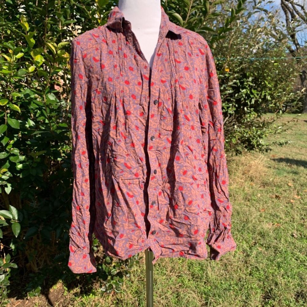 Levi’s Floral Viscose XL Button Up Blouse Bright red